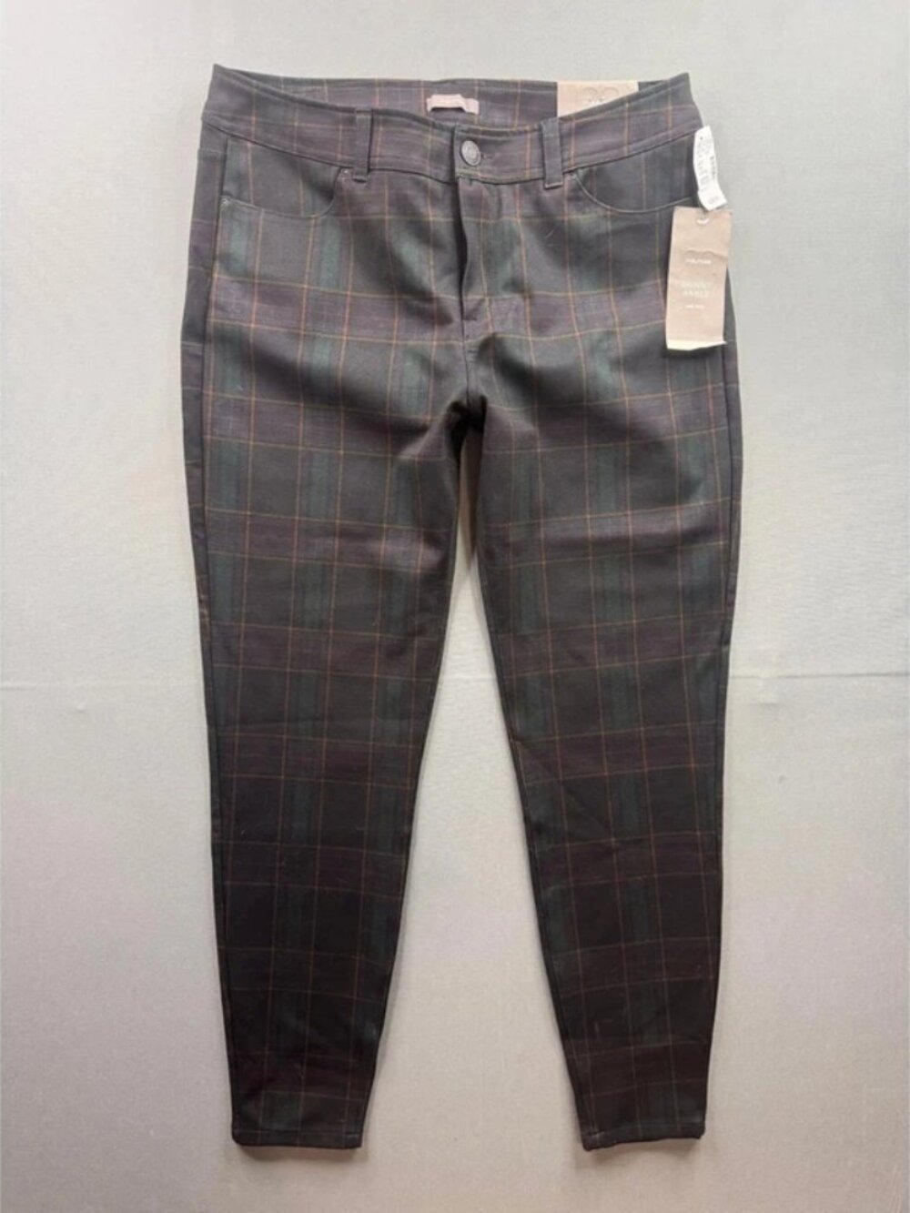 Maurices Skinny Ankle Pants Women's Plaid Mid Rise Stretch Large Regular